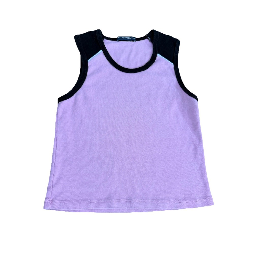Brandy Melville Womens One Size Purple/Black Colorblock Crewneck Sleeveless Tank